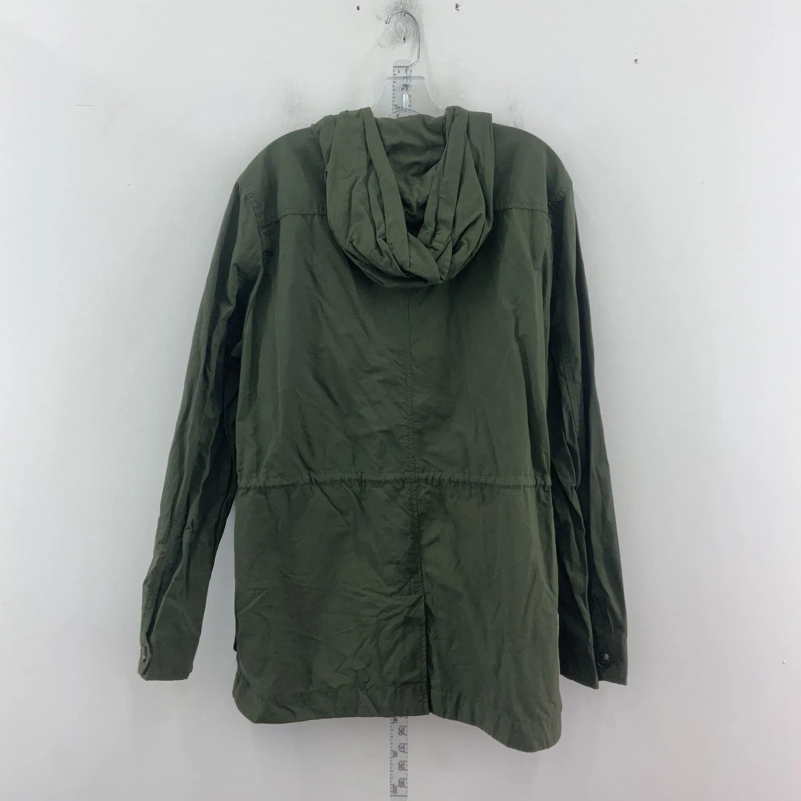 21 Men Green Waist Tie Hooded Size L Military Jacket Preowned Men's