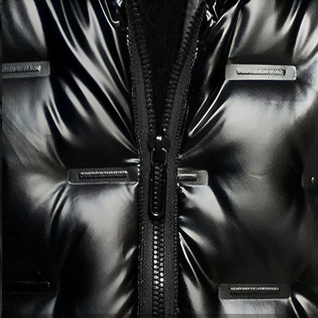 abbee Black 3XL Winter Hooded Glossy Down Jacket Stylish Lightweight Quilted Warm Puffer Coat