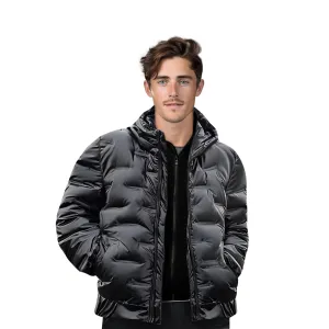 abbee Black 3XL Winter Hooded Glossy Down Jacket Stylish Lightweight Quilted Warm Puffer Coat