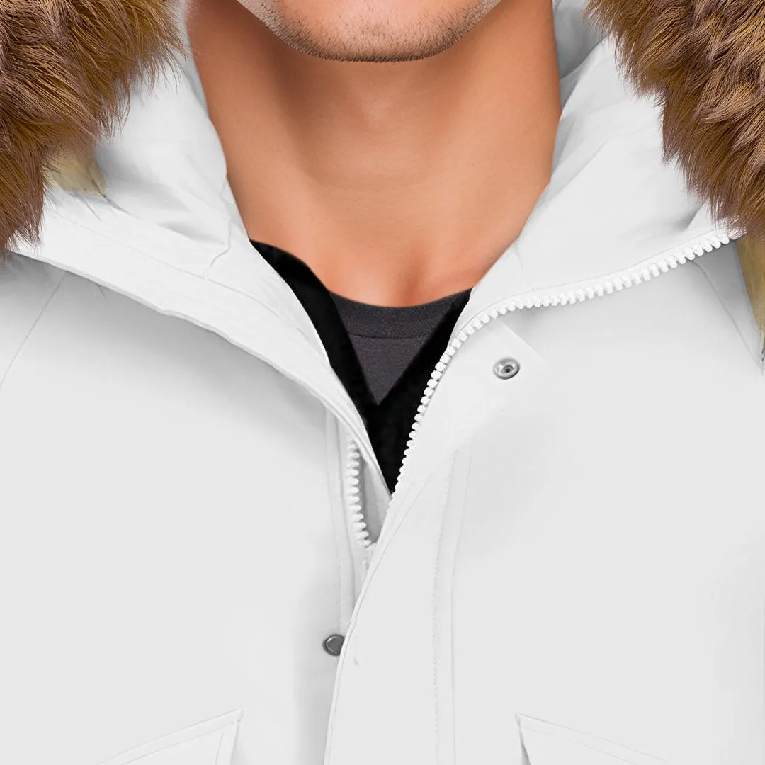 abbee White Large Winter Fur Hooded Thick Overcoat Jacket Stylish Lightweight Quilted Warm Puffer Coat