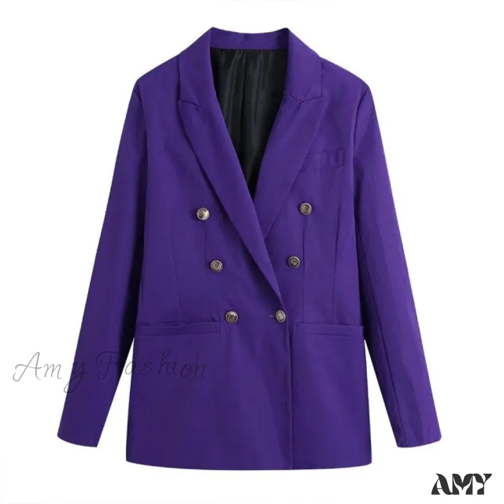 Amy Fashion - New Fashion Double Breasted Slim Blazer