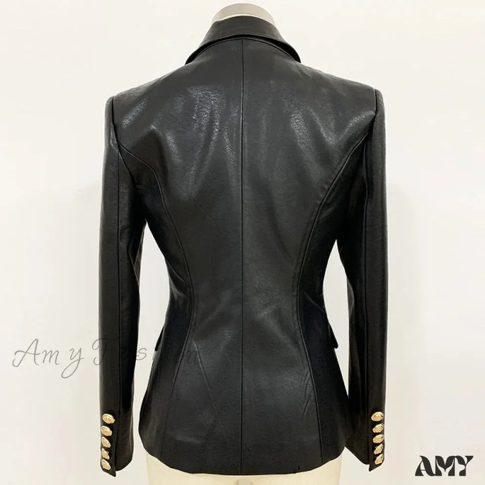 Amy Fashion - Newest Designer Synthetic Leather Blazer