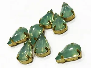 Aqua Green Drop Resin Stones with Catcher (13x8 mm) (Wholesale)