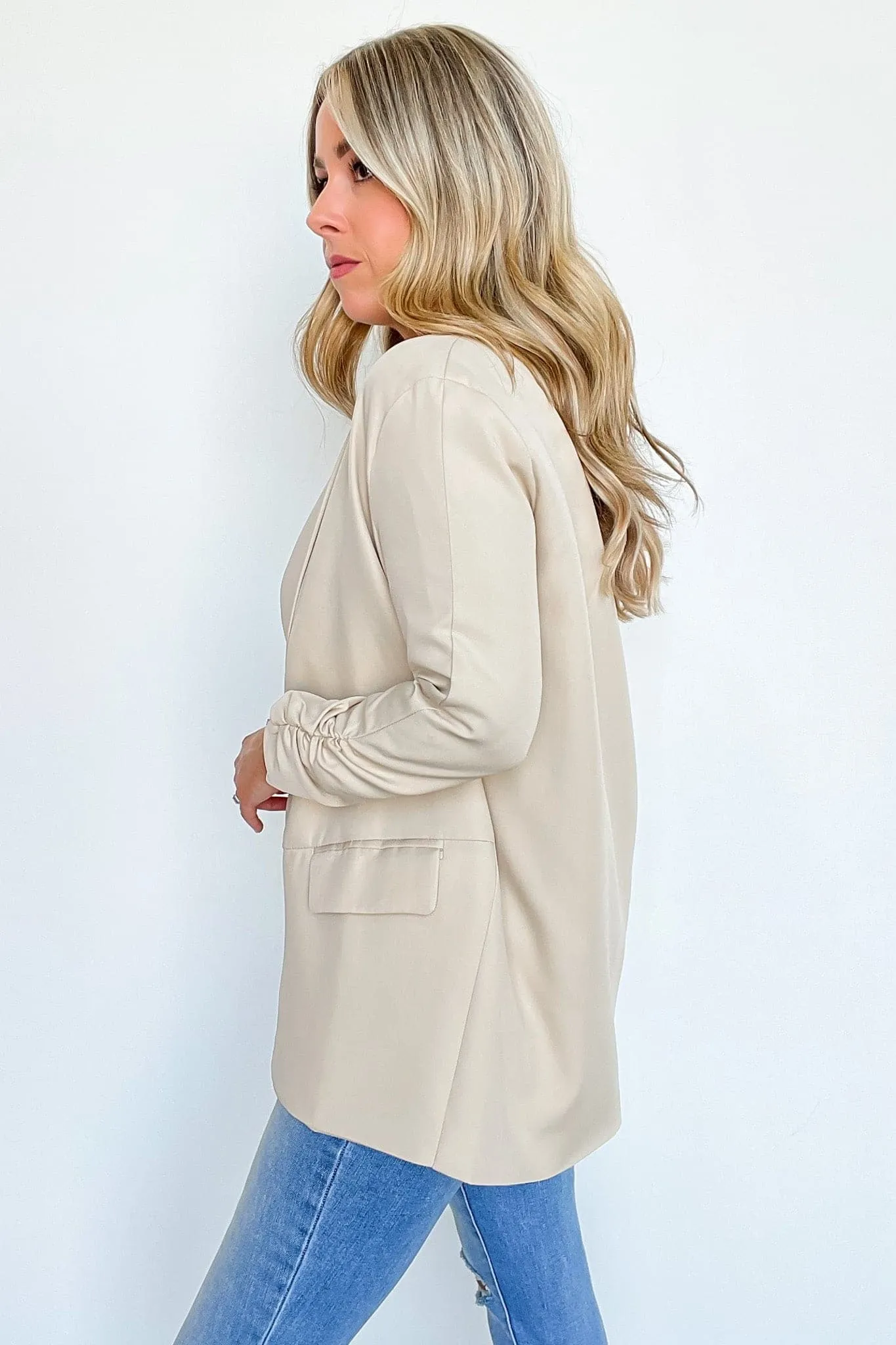 Arianah Ruched Sleeve Blazer