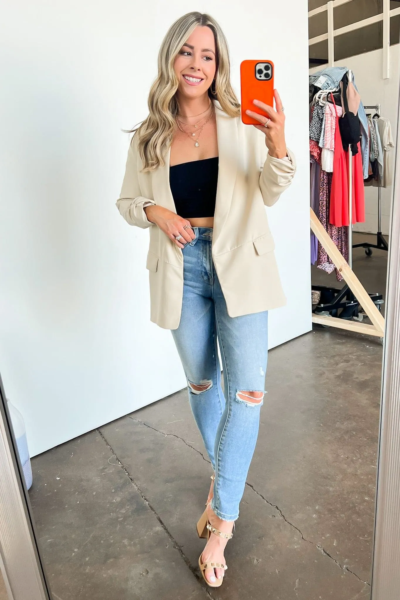 Arianah Ruched Sleeve Blazer