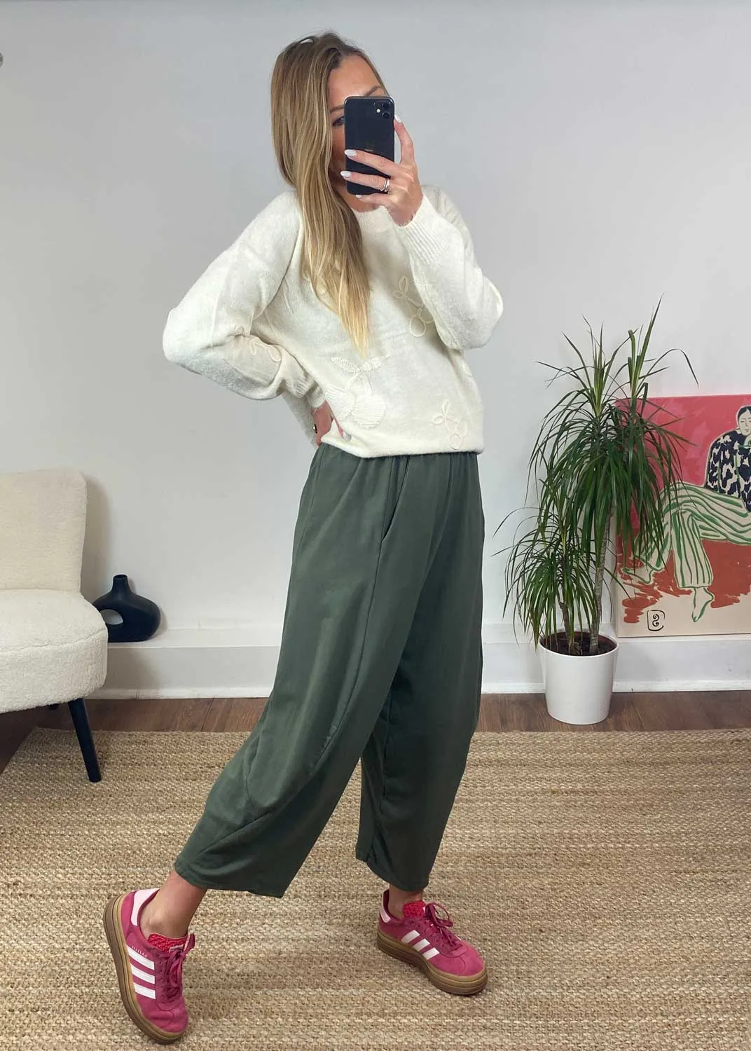Aspen Jersey Barrel  Pants in Khaki