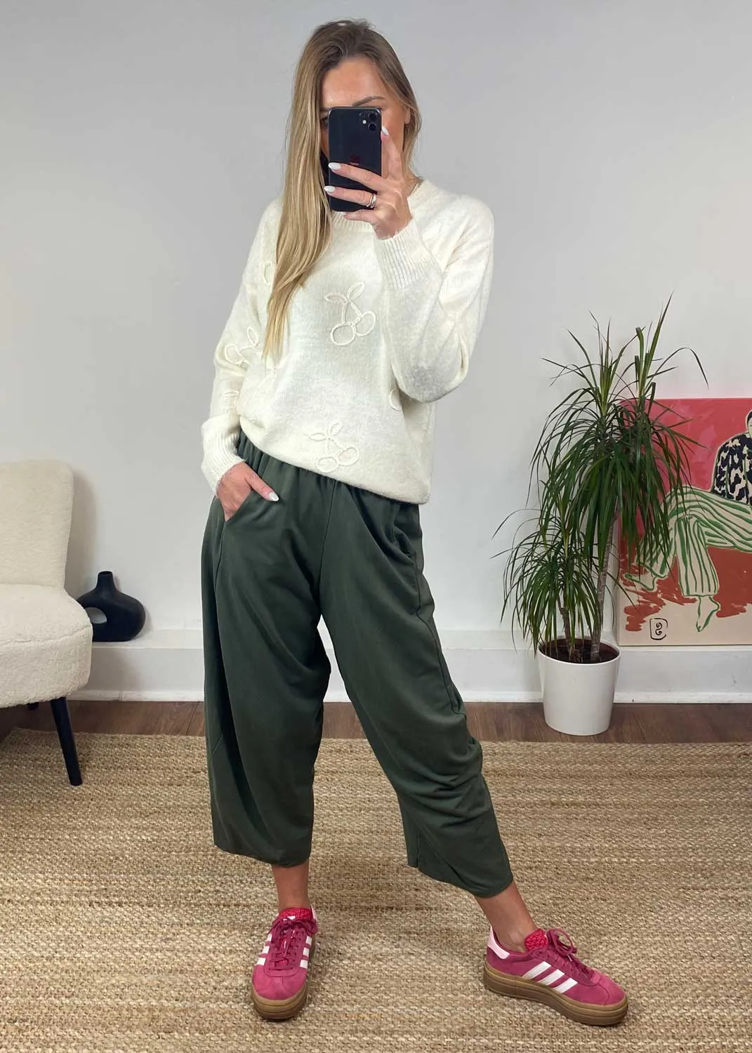 Aspen Jersey Barrel  Pants in Khaki