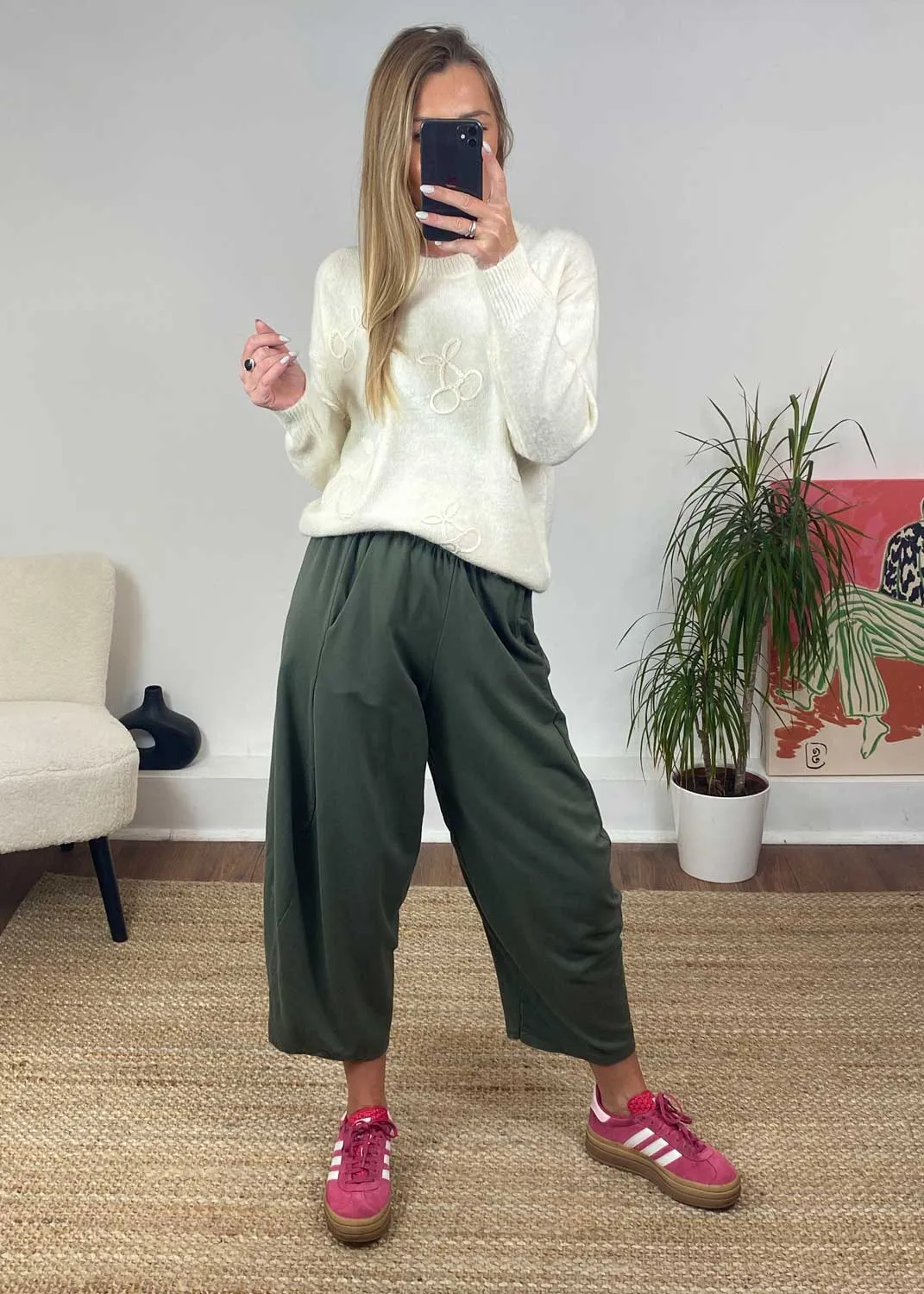 Aspen Jersey Barrel  Pants in Khaki