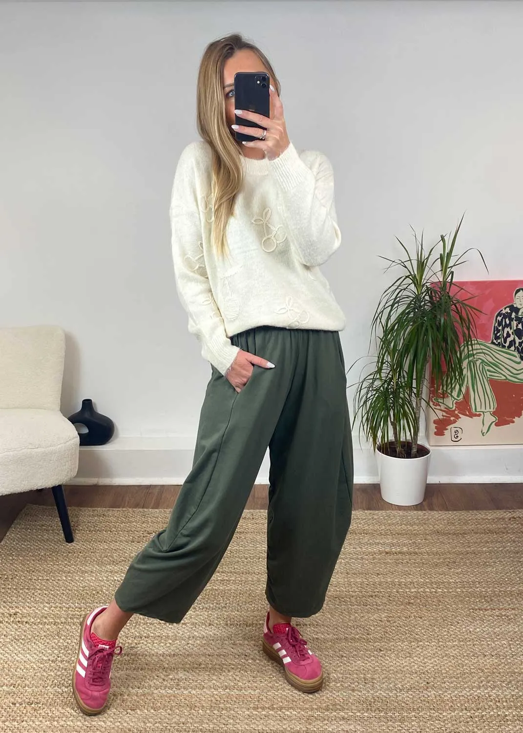 Aspen Jersey Barrel  Pants in Khaki