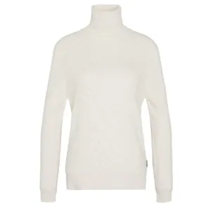 Barbour Pendle Roll Neck Knitted Ladies Jumper - Ecru/Hessian Tartan