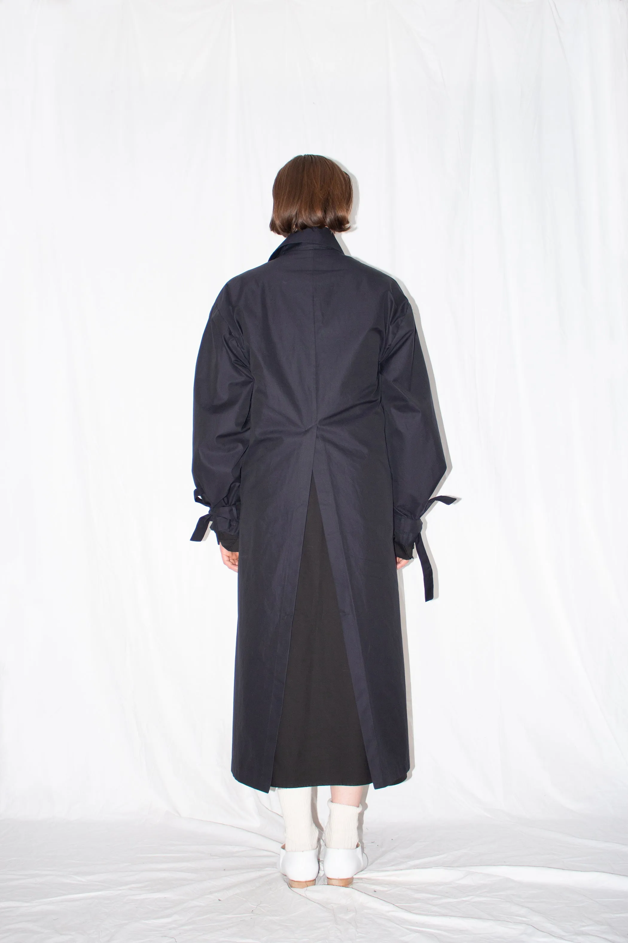Black Asymmetric Twill Coat