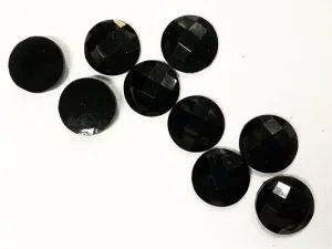 Black Circular Plastic Stones Without Hole- 16 mm