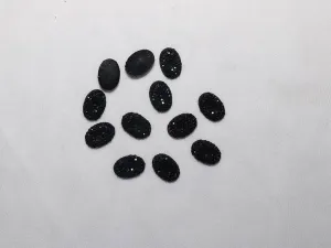 Black Designer Oval Plastic Stones - 10x14 mm