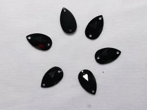 Black Drop Plastic Stones - 11x16 mm