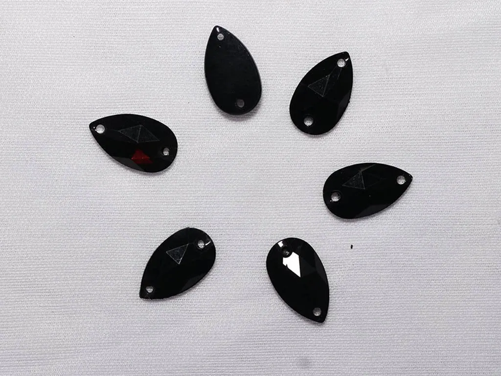 Black Drop Plastic Stones - 11x16 mm