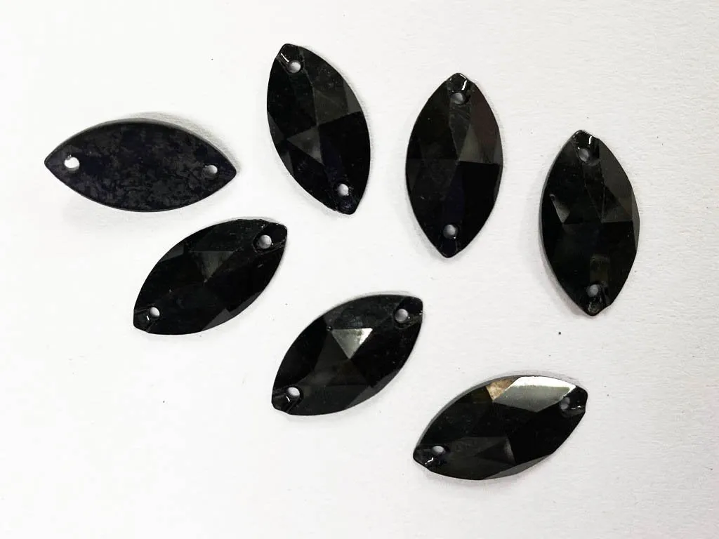 Black Eye 2 Hole Plastic Stones - 9x18 mm