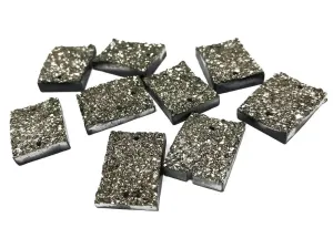 Blackish Silver Rectangular Shiny Sugary Plastic Stones (18x13 mm)