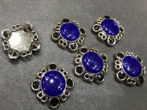 Blue Square Plastic Stone with CCB Frame (Enamel Fill- 30 mm)
