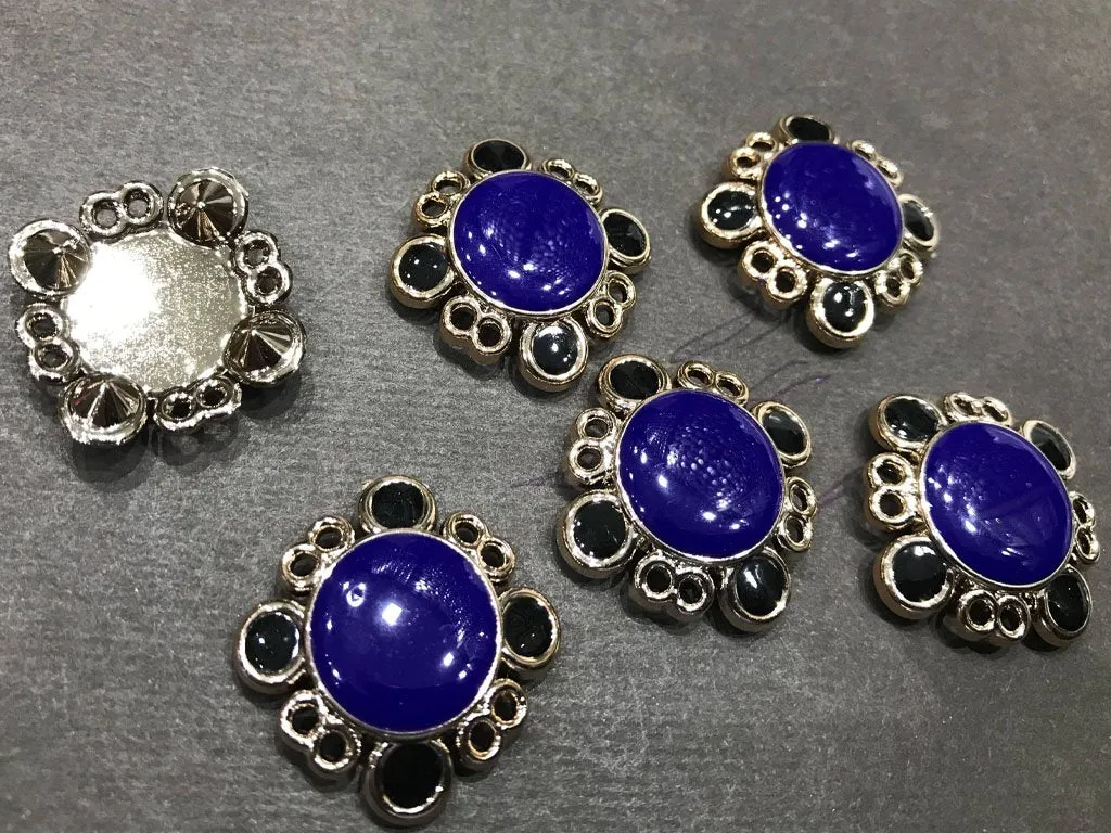 Blue Square Plastic Stone with CCB Frame (Enamel Fill- 30 mm)