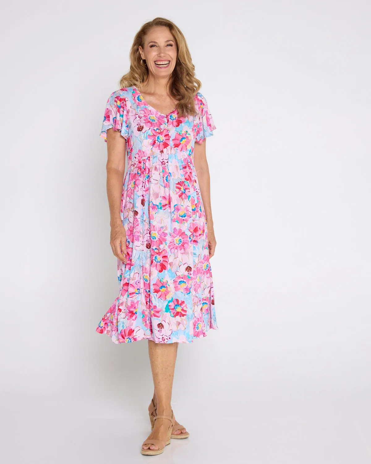 Brighton Dress - Pastel Pink Floral