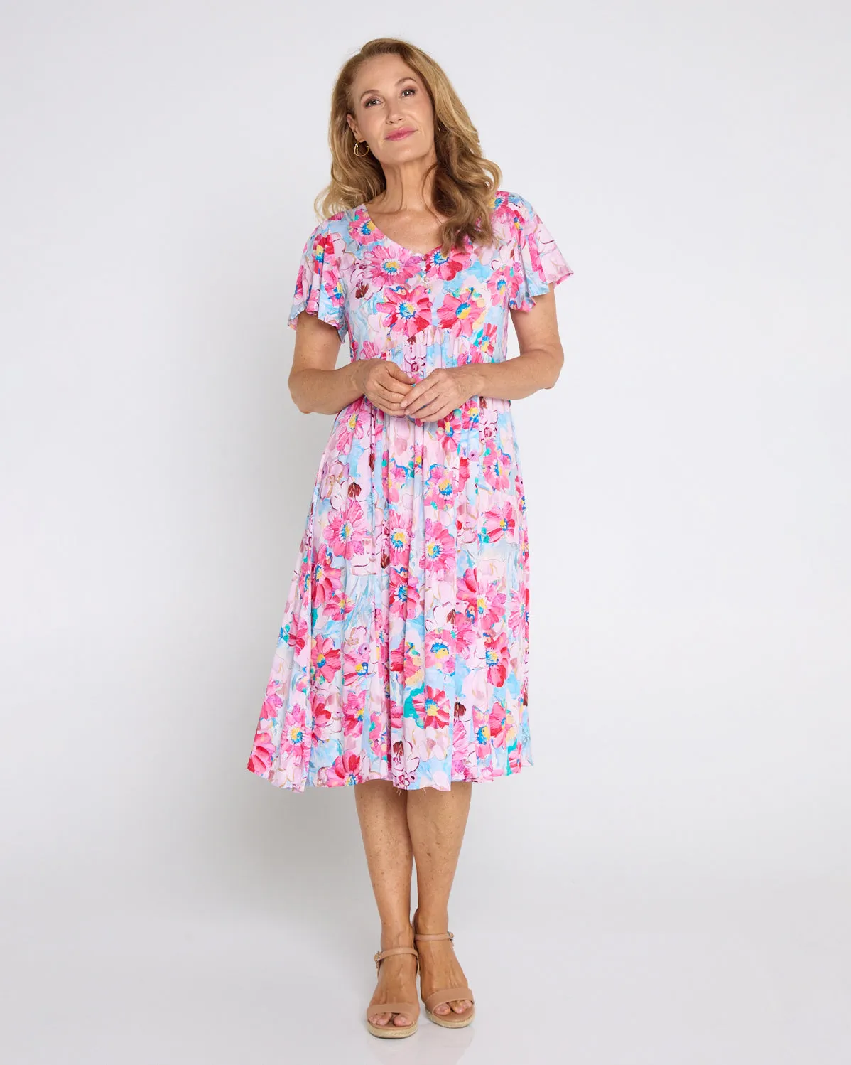 Brighton Dress - Pastel Pink Floral