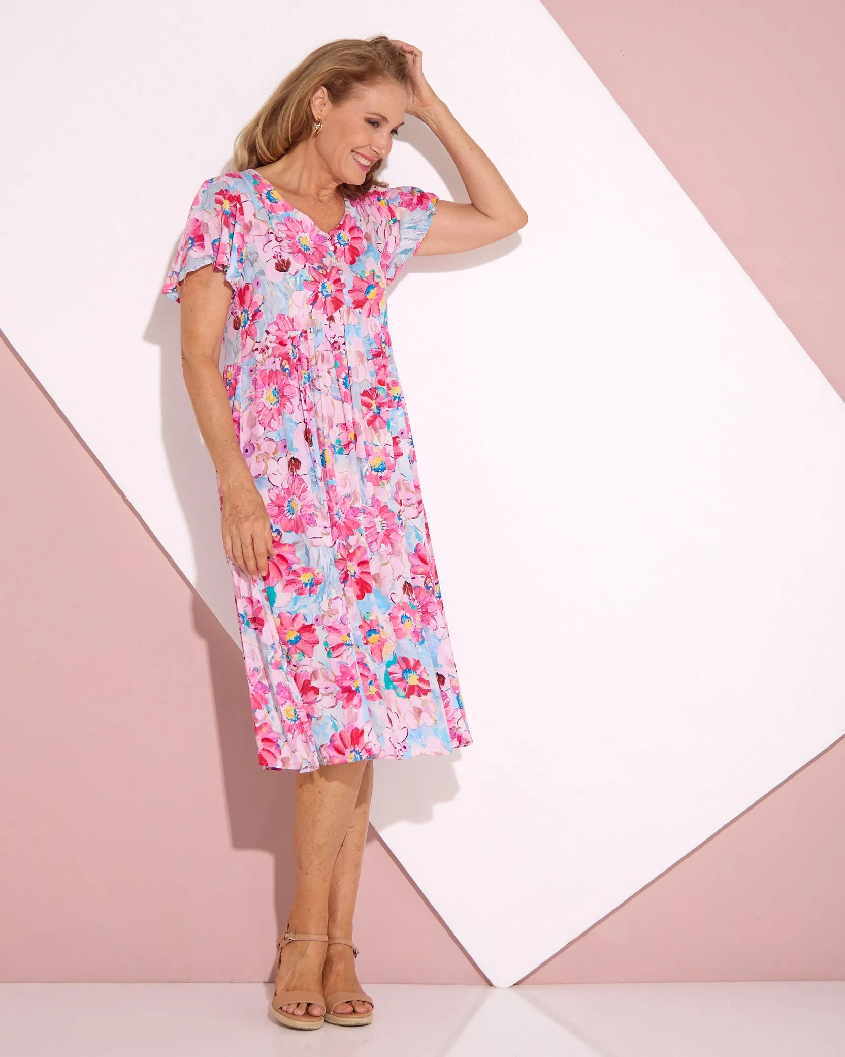 Brighton Dress - Pastel Pink Floral