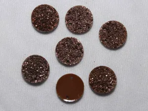 Brown Designer Circular Plastic Stones -14 mm