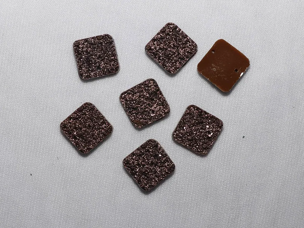 Brown Designer Square Plastic Stones -16x16 mm