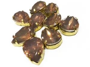 Brown Opal Drop Resin Stones with Catcher (18x13 mm) (Wholesale)