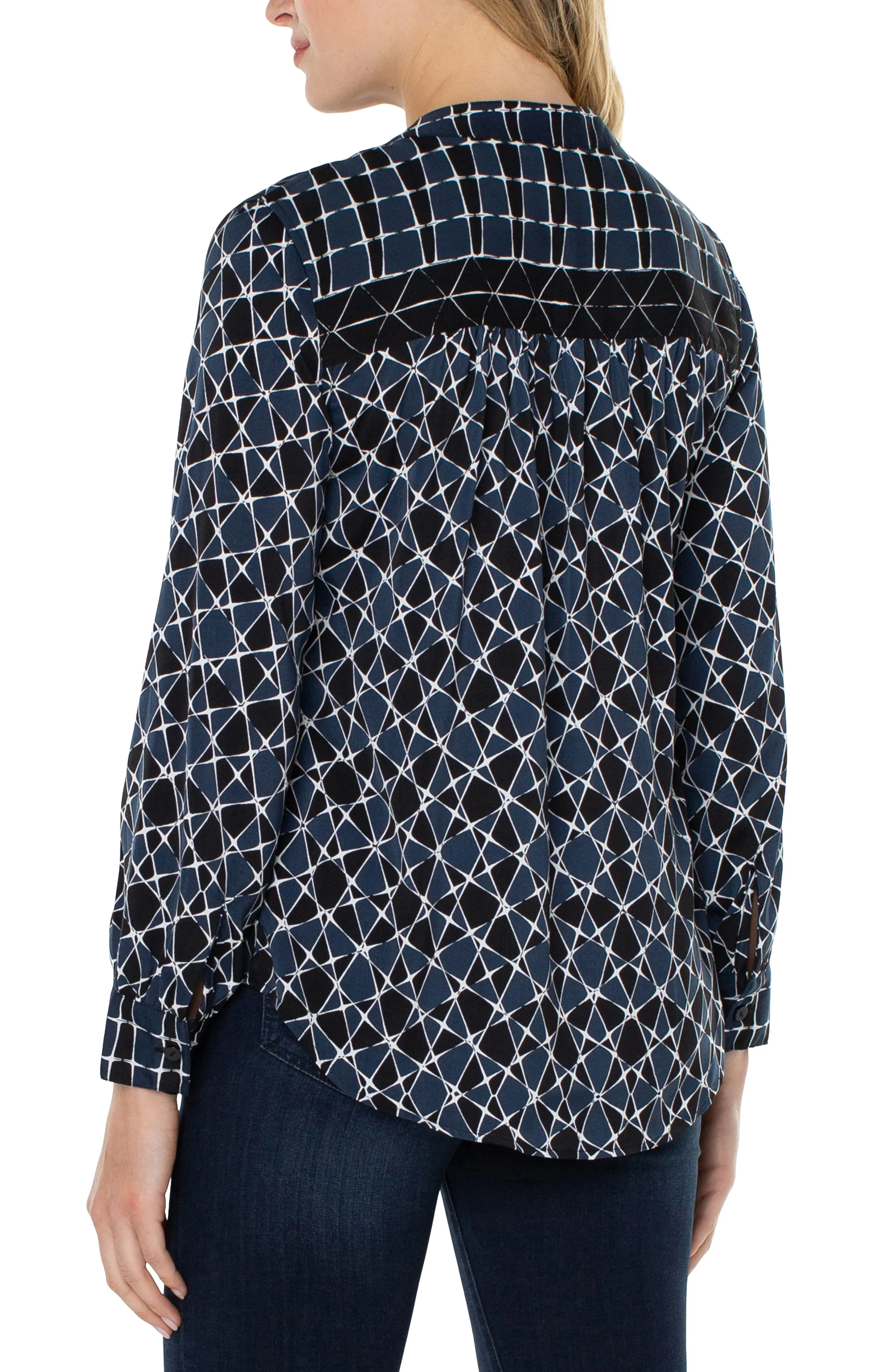 Button Front with Banded Collar | Stargazing Blue