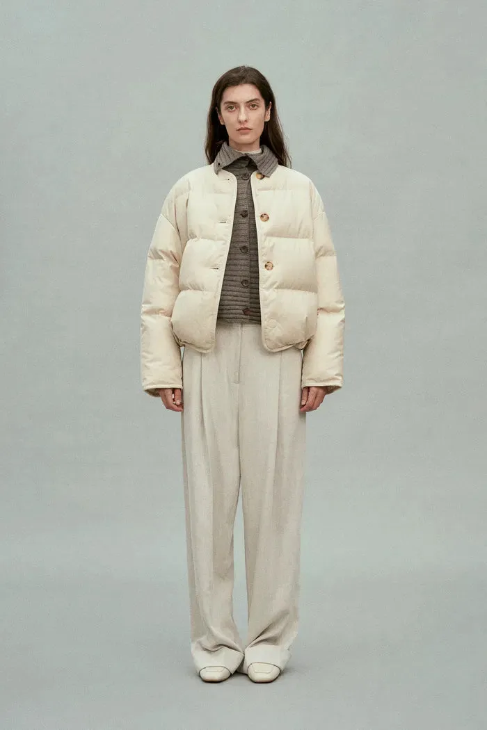 Charlotte Turtleneck Ribbed Knit Cardigan in Merino Wool-Cashmere