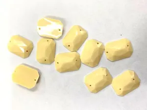 Cream Octagonal 2 Hole Plastic Stones - 18x13 mm