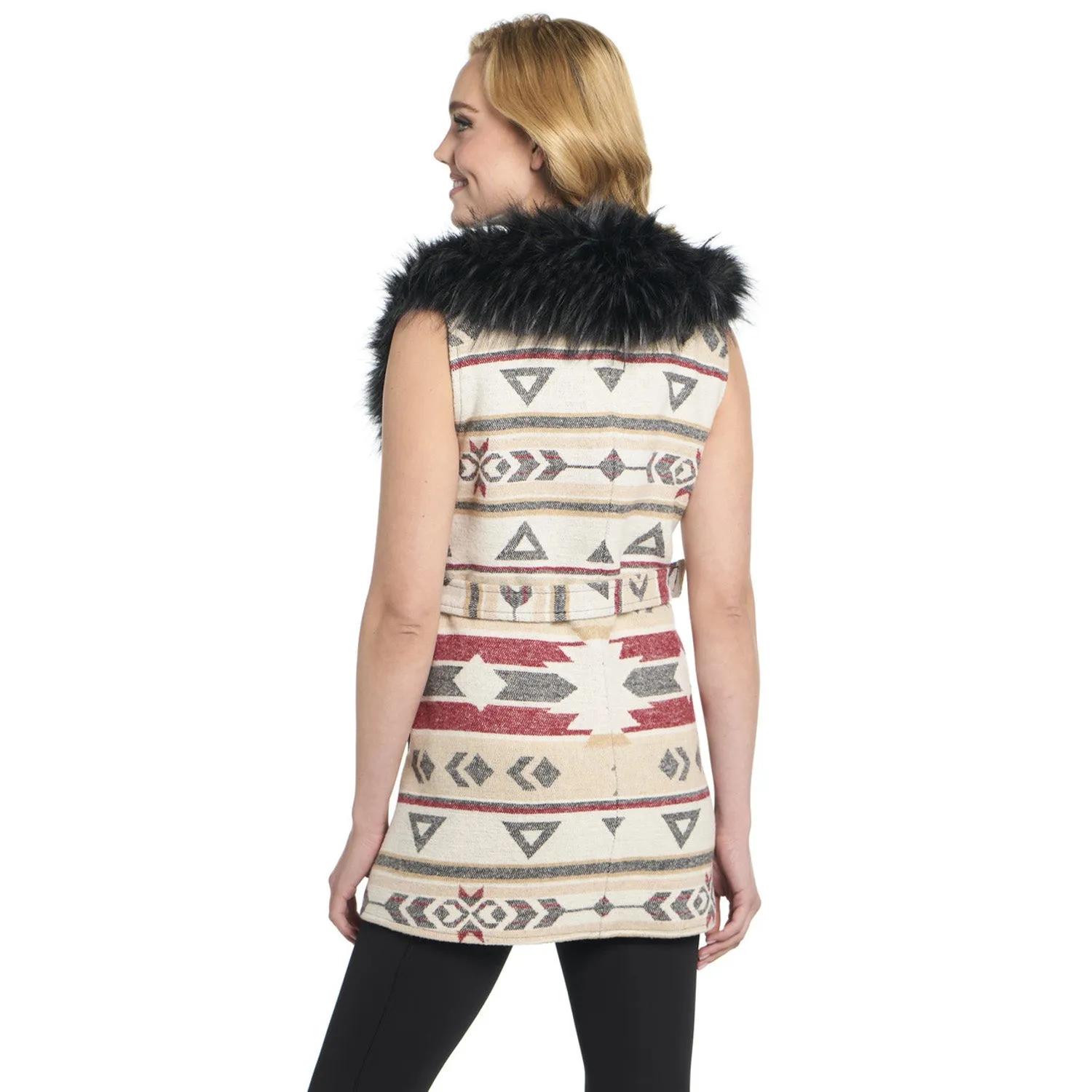 Cripple Creek Womens Navajo Blanket Desert Lights 100% Polyester Faux Fur Vest XL