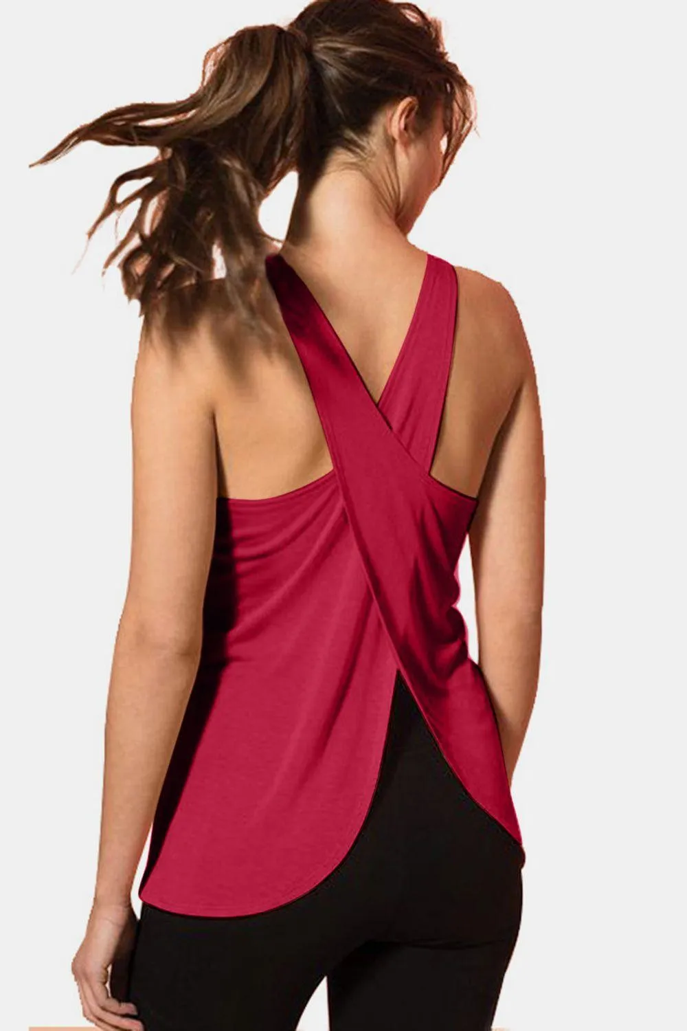 Crisscross Scoop Neck Active Yoga Tank