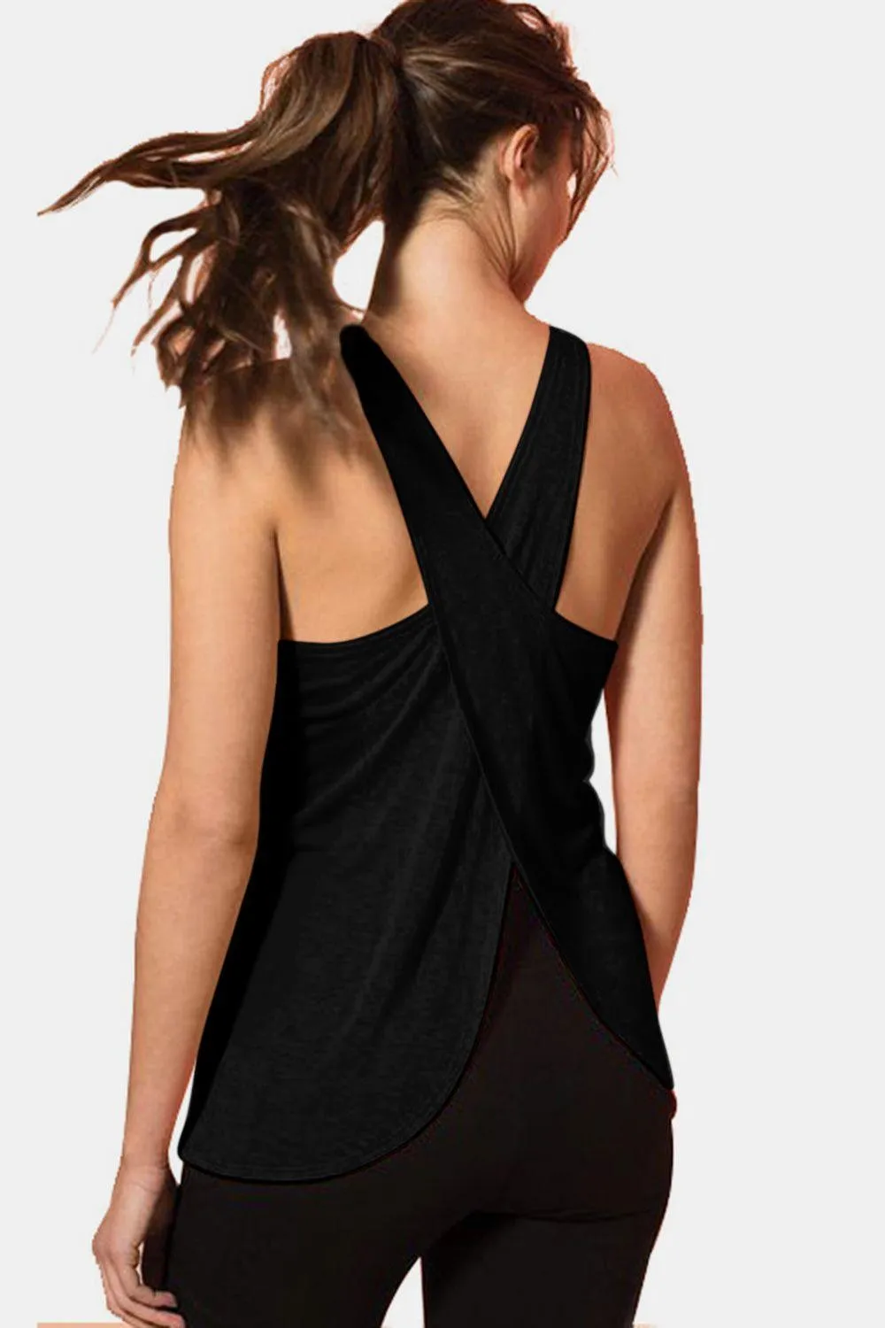 Crisscross Scoop Neck Active Yoga Tank