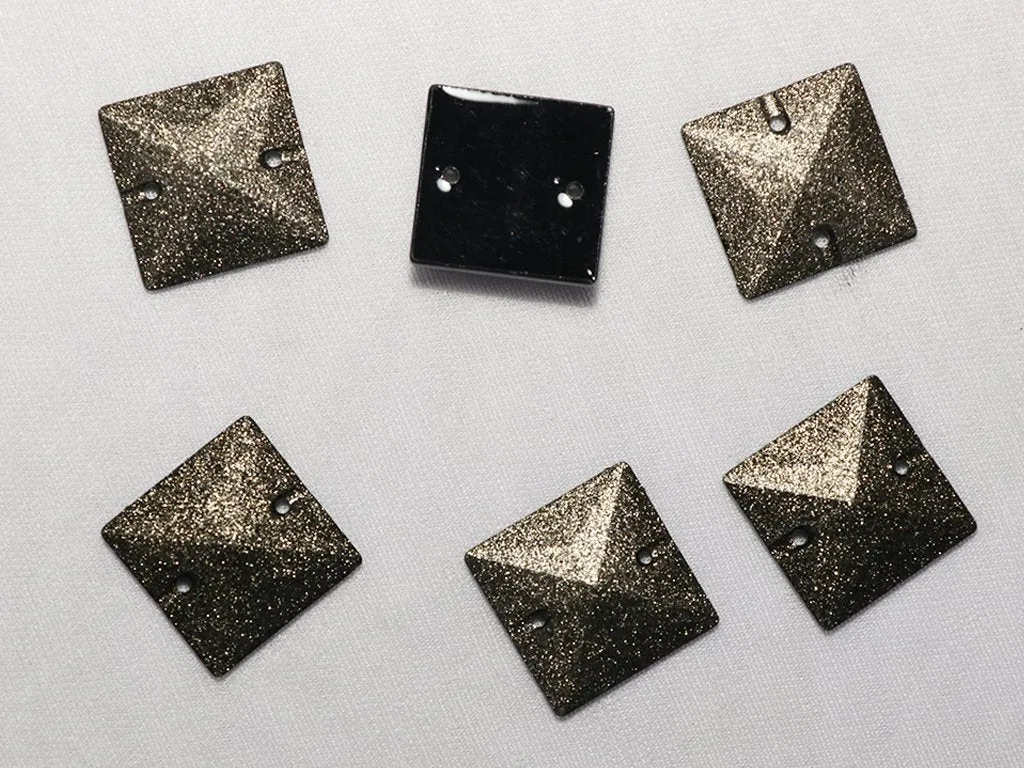 Dark Copper Designer Square Plastic Stones - 23x23 mm