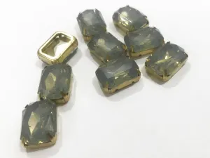 Dark Gray Opal Rectangular Resin Stones with Catcher (18x13 mm) (Wholesale)