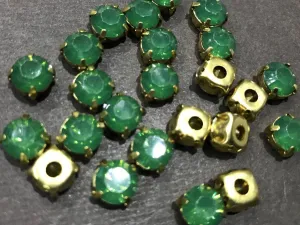 Dark Green Opal Circular Resin Stones with Catcher (8 mm)