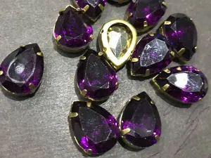Dark Purple Drop Resin Stones with Catcher (18x13 mm) (Wholesale)