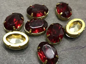 Dark Red Oval Resin Stones with Catcher (18x13 mm)