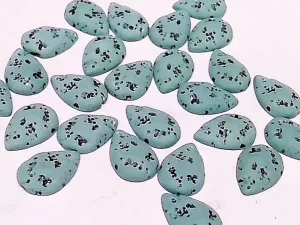 Dark Turquoise Black Dots Drop 2 Hole Plastic Stones (18x13 mm)