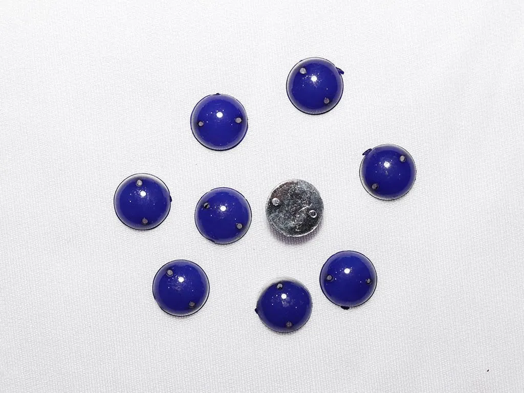 Deep Blue Circular Plastic Stones -12 mm