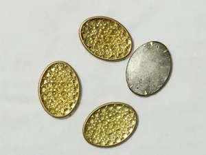 Deep Golden Designer Oval Plastic Stones- 30x40 mm