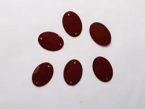 Deep Red 2 Hole Oval Designer Plastic Stones - 18x25 mm
