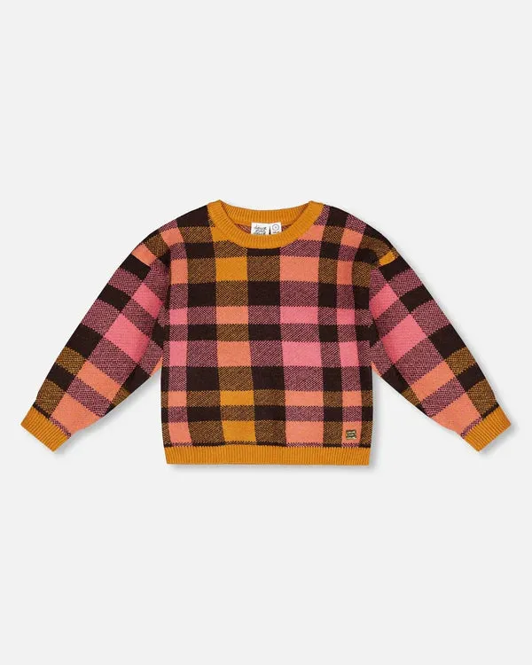 Deux Par Deux girls plaid sweater