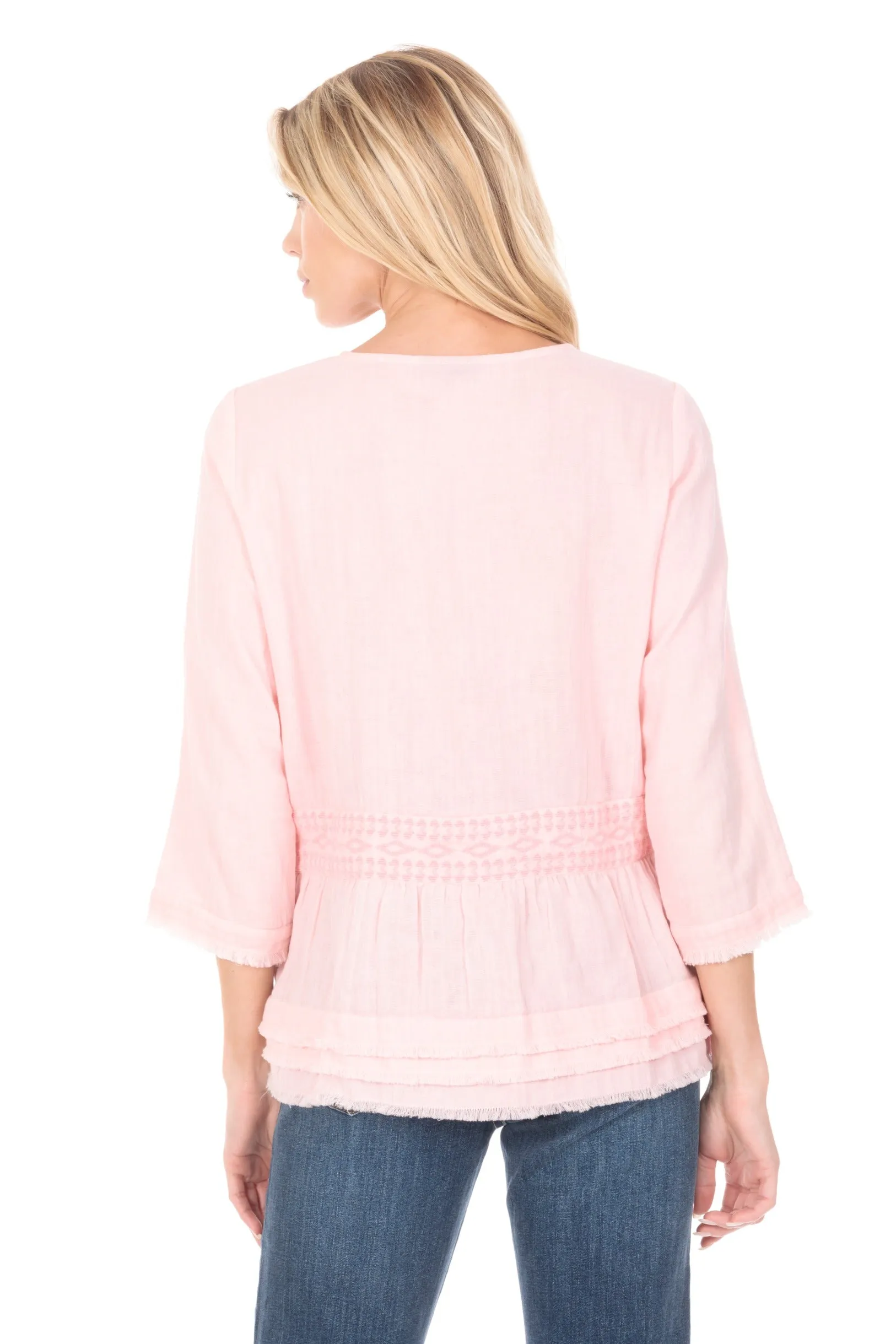 Embroidered Pullover With Layered Hem