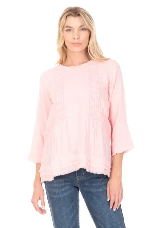 Embroidered Pullover With Layered Hem