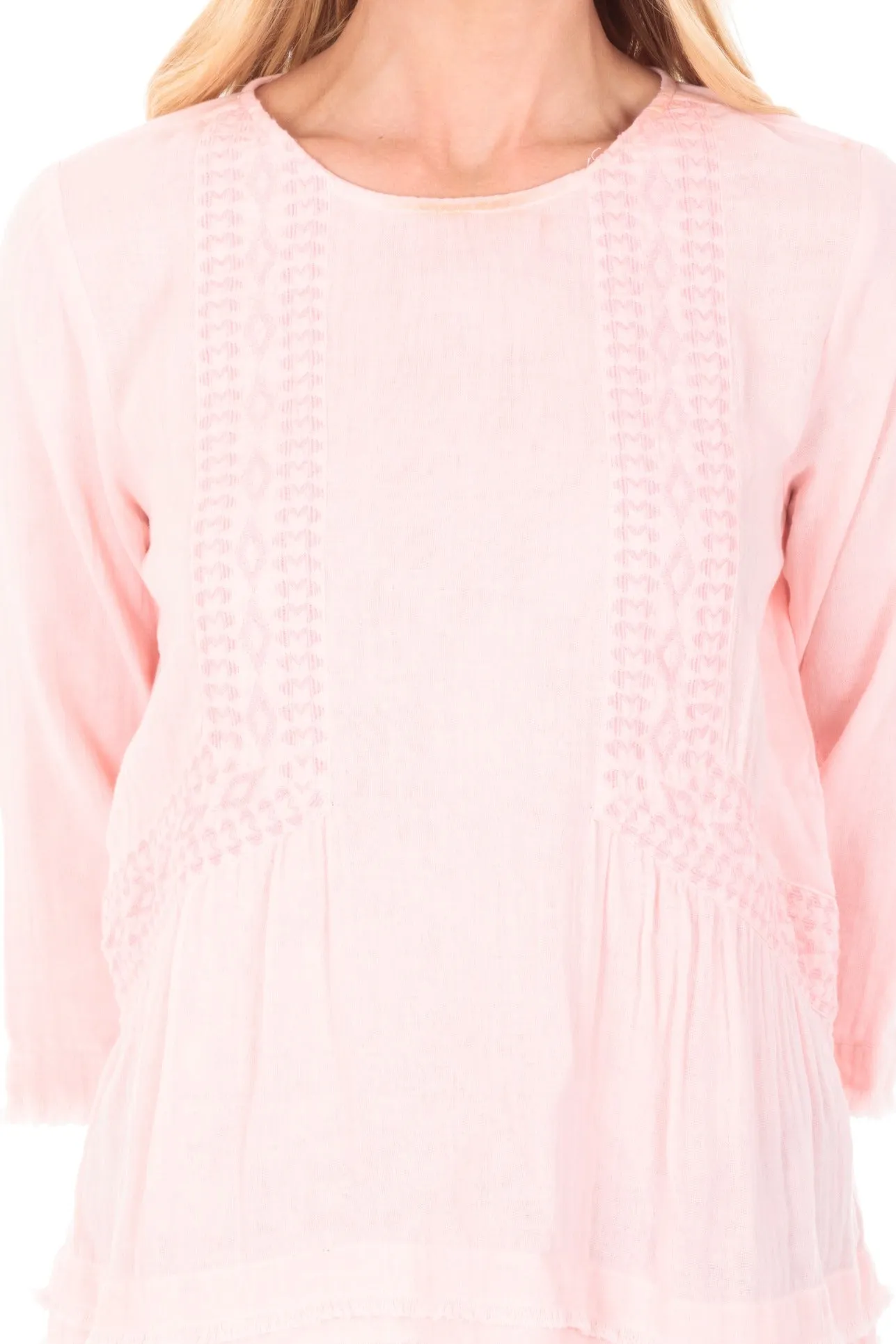 Embroidered Pullover With Layered Hem