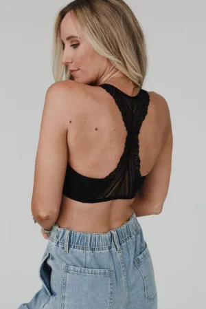 Evermore Seamless Lace Racerback Bralette - Black
