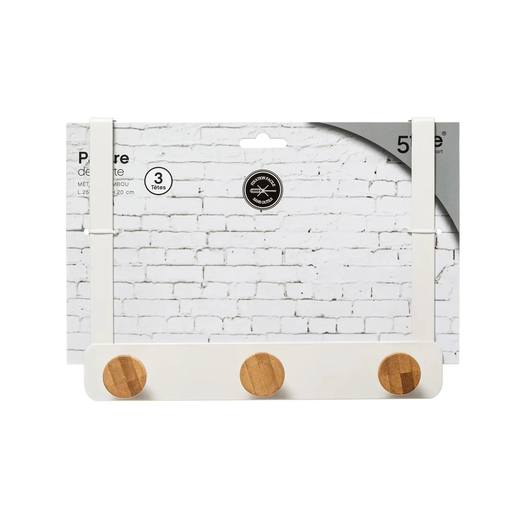 Five 3 Hook Coat Hanger White